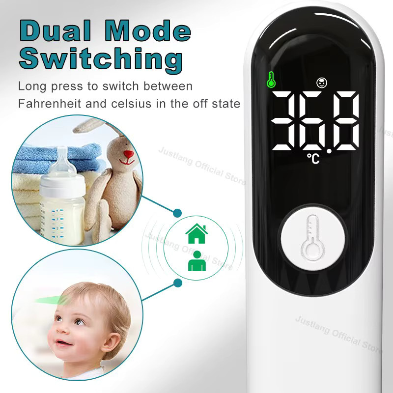 Justlang Wiederaufladbares Infrarot-Stirnthermometer mit LED-Display für Babys und Erwachsene in Weiß - Bild 5