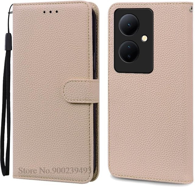 Lederhülle für Vivo V29 Lite 5G als Brieftasche Buchklapphülle in Beige - Bild 1