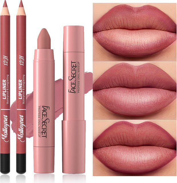 Lippenstift und Lip Liner Set, Matte Velvet Lipstick, 2-teilig - Bild 1