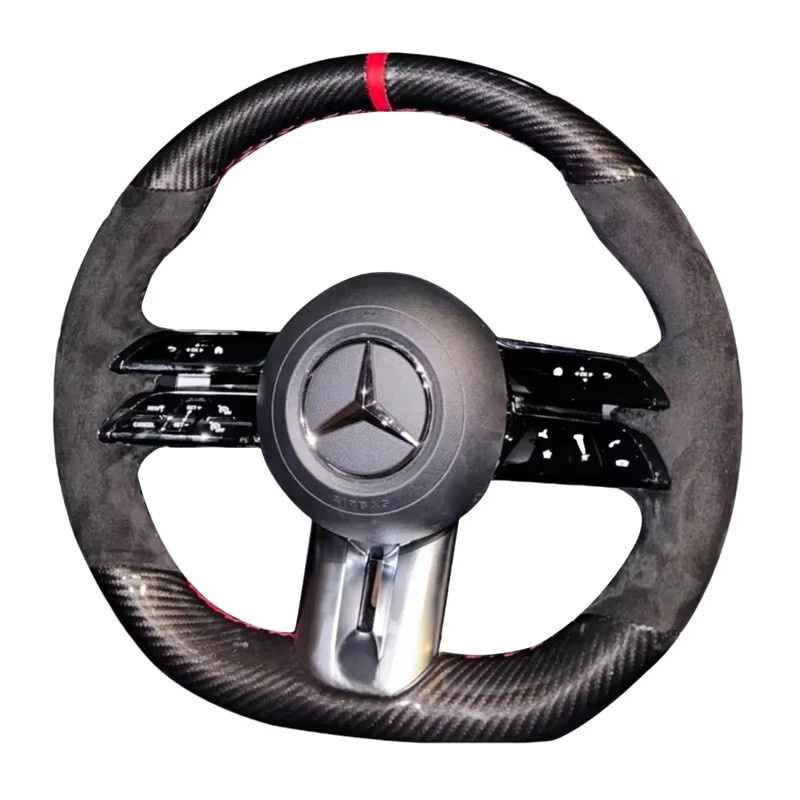 WUNHKF Lenkrad Abdeckung aus Wildleder in Schwarz für Mercedes Benz AMG GT E63 EQE 43 53 SL43 SL55 SL63 A35 A45 A45S C43 CLS53 E53 - Bild 5
