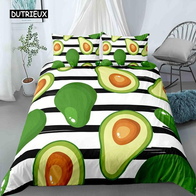 Avocado Bettwäscheset aus Mikrofaser mit Cartoon-Design, B/B: 135 x 200 cm, Mehrfarbig - Bild 1