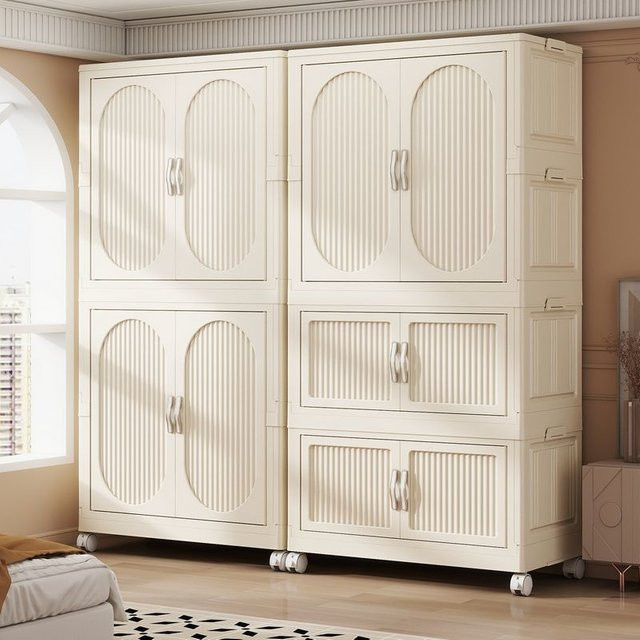Faltbarer Baby-Kleiderschrank aus Kunststoff in Weiß für das Kinderzimmer und Schlafzimmer - Bild 1