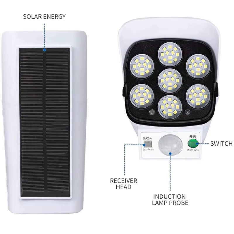 IWP Solar-Außenleuchte mit 77 LED und Bewegungssensor, wasserdichter LED-Flutlichtstrahler in Weiß für Garten, Terrasse und Einfahrt - Bild 6