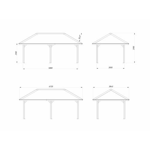 PALMAKO Pavillon Bianca in Grau, B/H/T: 588 x 319 x 300 cm - Bild 2