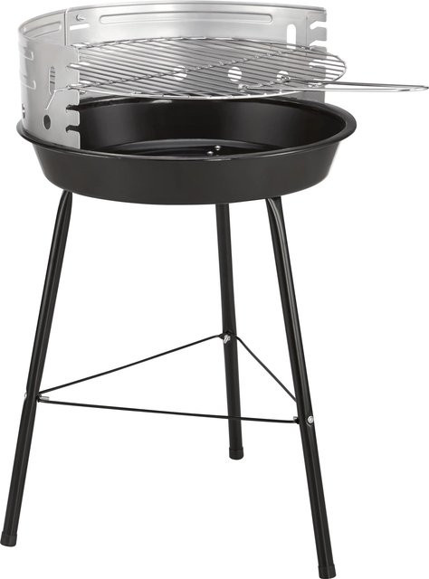 Kettle Holzkohle-Rundgrill mit verchromtem Grillrost in Schwarz-Silber, Höhe: 56 cm, Durchmesser: 36,5 cm - Bild 1