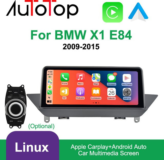 AUTOTOP 10,25 Zoll Wireless Carplay und Android Auto Touchscreen für BMW X1 E84 2009-2015 CIC-System, Airplay Mirror Link Headunit in Schwarz - Bild 1