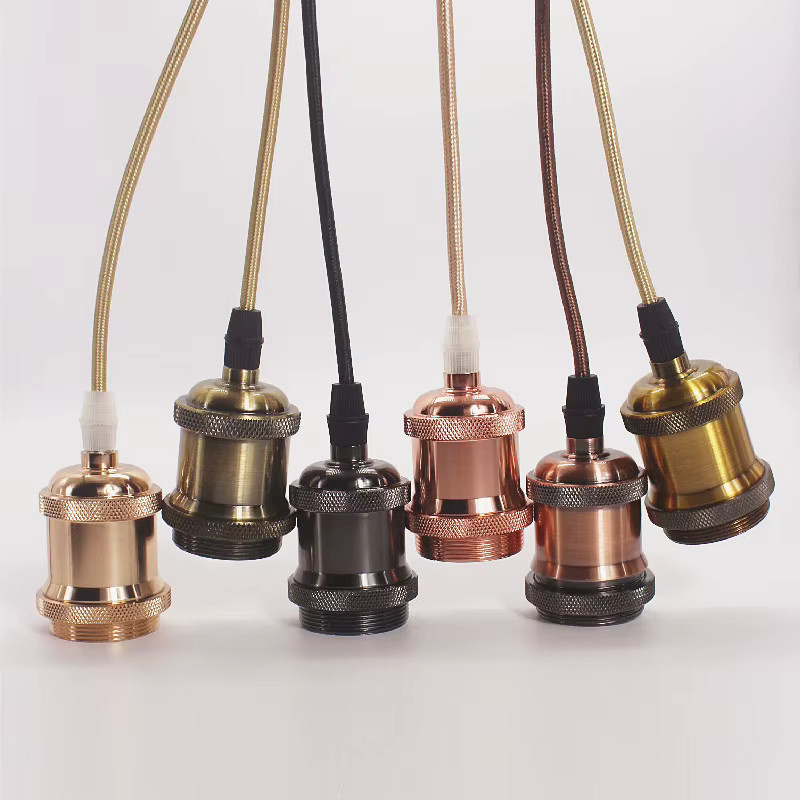 L-MANG E27 Hängelampenhalter Set aus Aluminium in Antik-Kupfer im Industrial Vintage Design - Bild 2
