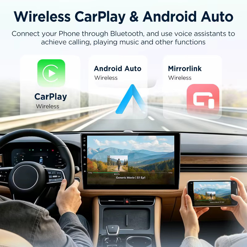 Junsun 7-Zoll CarPlay und Android Auto Autoradio für Jeep Wrangler, Dodge Grand Cherokee, Chrysler 300C, Patriot, Command, Caliber und Challenger, kabelloses Multimedia-System mit Bluetooth in Schwarz - Bild 3