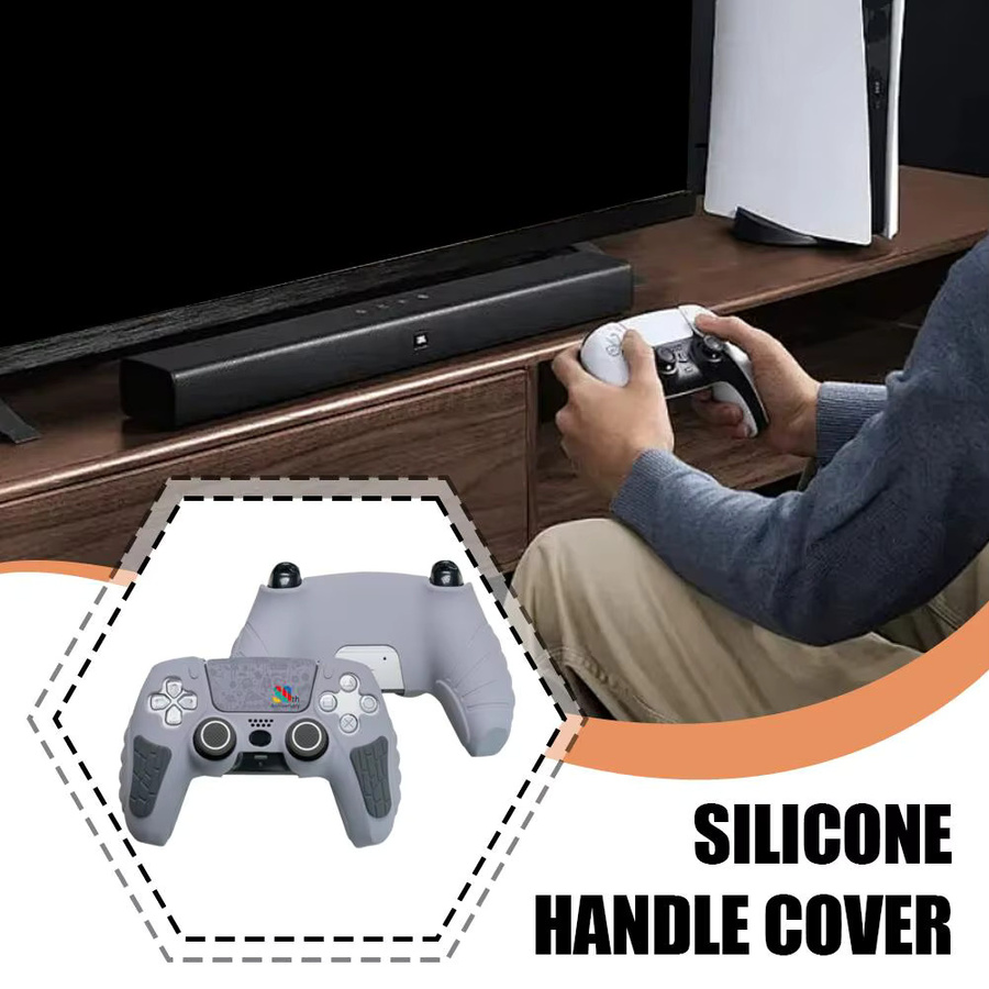 Rutschfeste Silikon-Schutzhülle für PS5 Game Controller inklusive Daumen-Stick-Griffkappen und Stoßstangenabdeckung in Grau - Bild 4