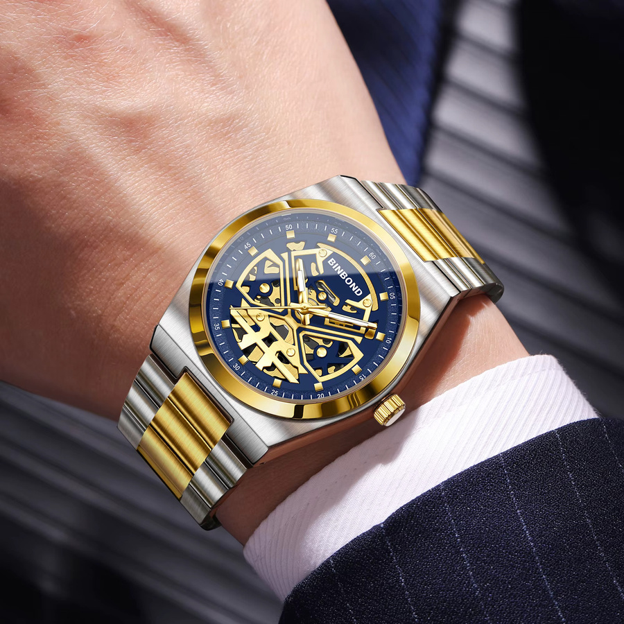 BINBOND Armbanduhr Quarz, Edelstahl, Blau, Herren - Bild 4