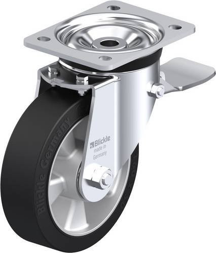Blickle Lenkrolle LK-ALEV 160K-ST mit Feststeller in Schwarz und Silber, Rad-Durchmesser: 16 cm, Tragfähigkeit: 400 kg - Bild 1