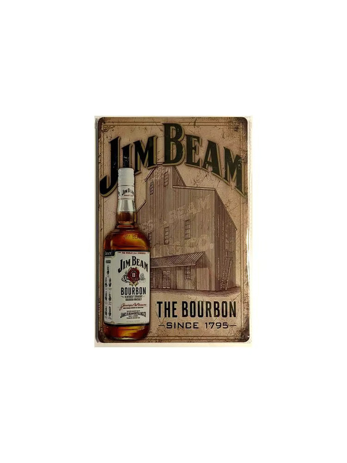 Jim Beam The Bourbon Since 1795 Metallschild im Vintage-Design, Mehrfarbig, B: 20,0 cm, H: 14,0 cm - Bild 2