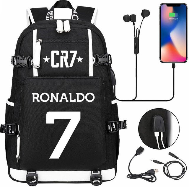 3-teiliges Schulrucksack-Set in Schwarz aus Oxford-Stoff mit großem Fassungsvermögen, Schultasche und Federmäppchen, B/T/H: 47 x 30 x 15 cm - Bild 1
