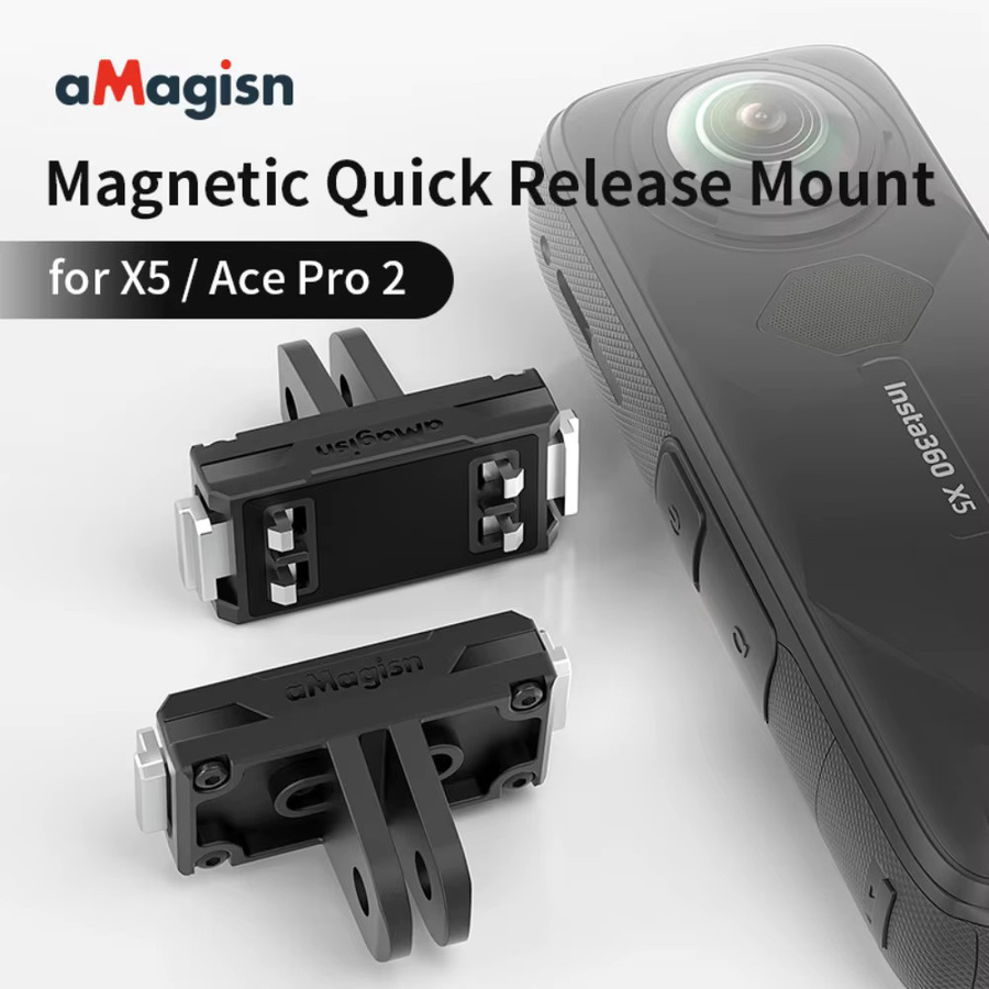 aMagisn Schnellwechselhalterung in Schwarz für Insta360 X5, X4 Air und AcePro 2 – Magnetische Kunststoffbasis als Kamera-Zubehör - Bild 2