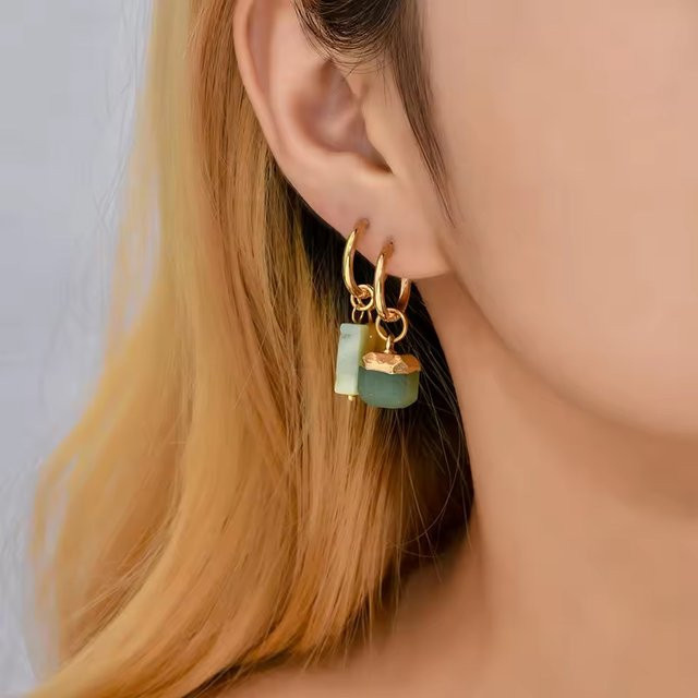 amofa Tropfenohrringe, Achat, Kristall, Perle, Gold, Damen - Bild 1