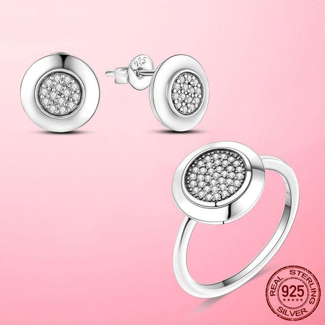 Schmuckset Damen, 925 Silber, Zirkonia, Ohrringe, Ringe - Bild 1