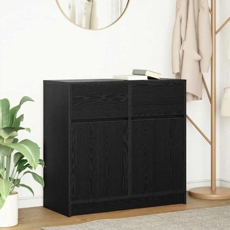 Vidaxl Sideboard mit Schubladen in Schwarz und Eichen-Optik, Modern, B/T/H: 80 x 34 x 76 cm - Bild 1