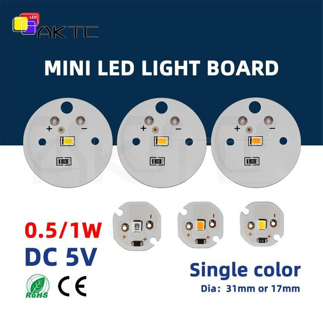 2 Stück Ankatec LED-Leuchtenplatine 5 V SMD2835 aus Aluminium in Weiß, Gelb oder Blau mit Durchmesser 17 mm und 31 mm für DIY-Birnenchips - Bild 1