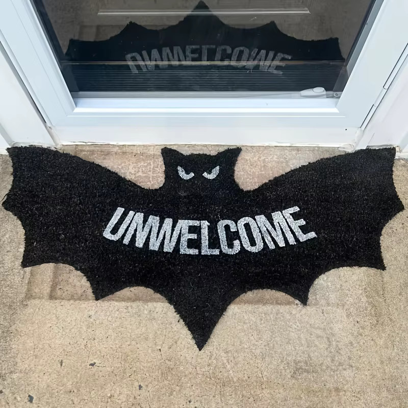 VIKAMA Halloween Fledermaus Fußmatte in Schwarz, dekorativer und waschbarer Outdoor-Teppich mit gotischem Design, B/T: 60 x 40 cm - Bild 2