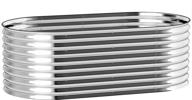 Outsunny Hochbeet aus Stahl in Silber, stapelbares Pflanzbeet für Garten, Balkon und Terrasse, B/T/H: 160 x 80 x 56 cm - Bild 1