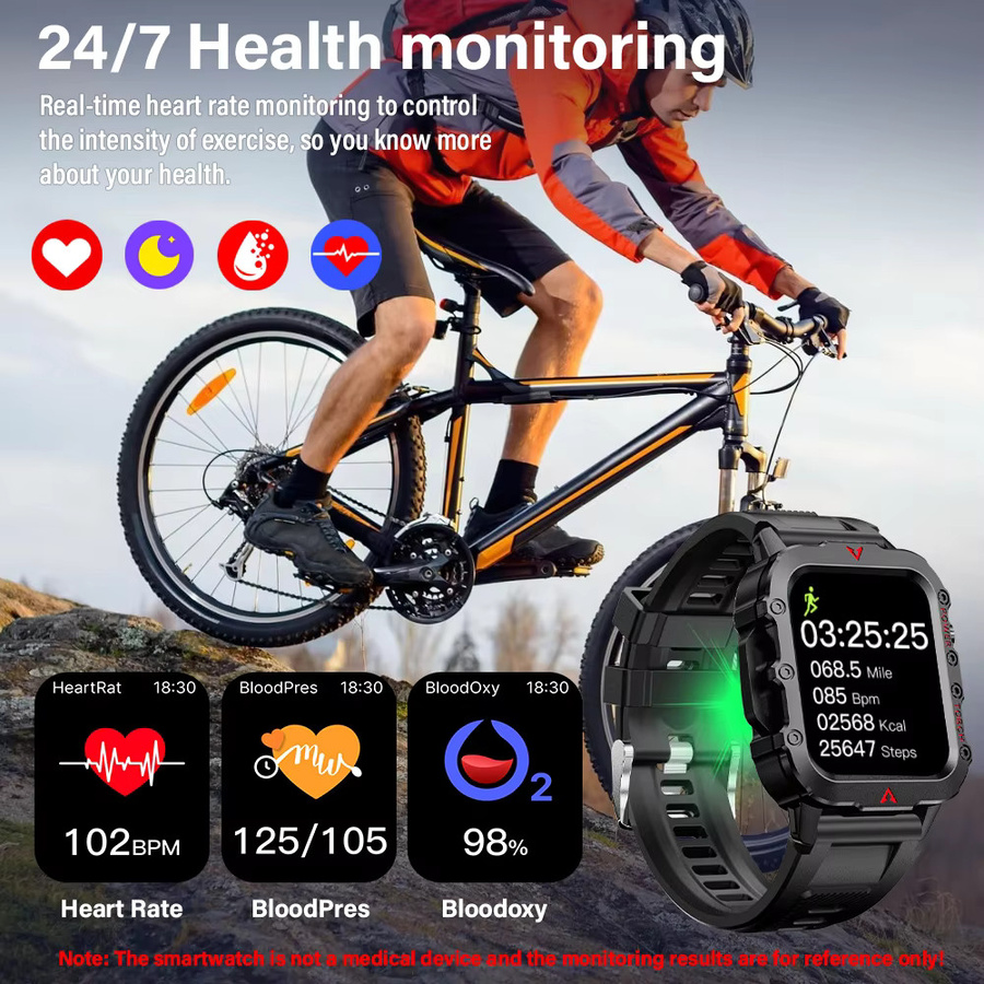 LAXASFIT Smartwatch, Schwarz, Kunststoff, Silikon, Herren - Bild 4