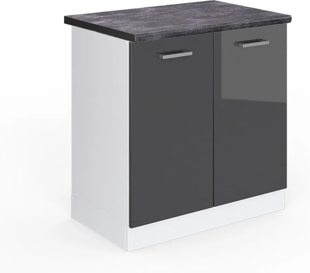 Vicco Spülenunterschrank R-Line in Anthrazit Hochglanz und Weiß, B/T/H: 80 x 60 x 81,6 cm - Bild 1