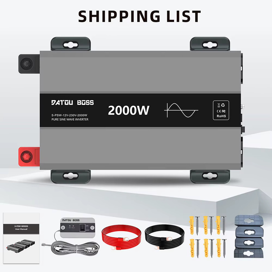 DATOUBOSS 2000W Reiner Sinus-Wechselrichter 12V DC zu 220V AC mit USB- und AC-Buchse sowie LCD-Display für RV, Auto und Heim - Bild 6