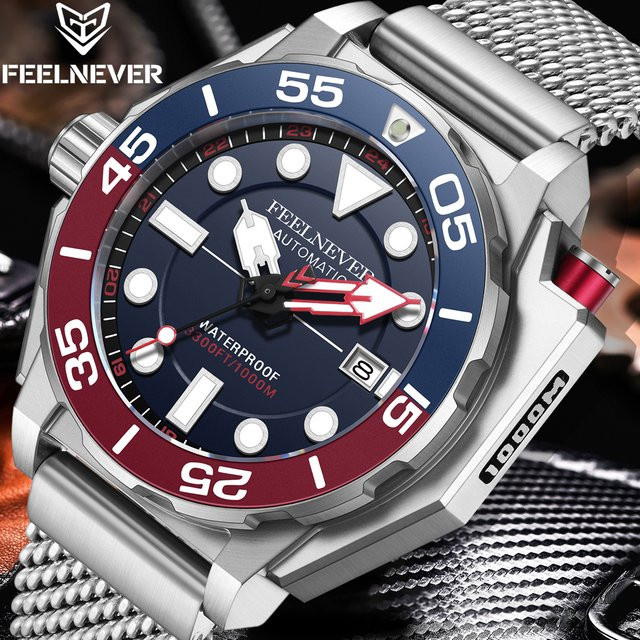 FeelNever Armbanduhr, Automatik, Edelstahl, Silber, Herren, 100 ATM - Bild 1