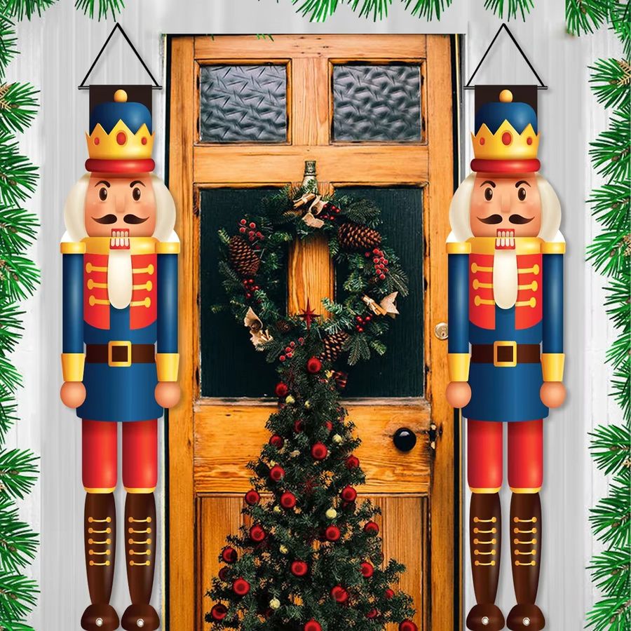 VIKAMA Paar Walnusssoldaten Weihnachts-Türpaare zur Dekoration - Bild 2