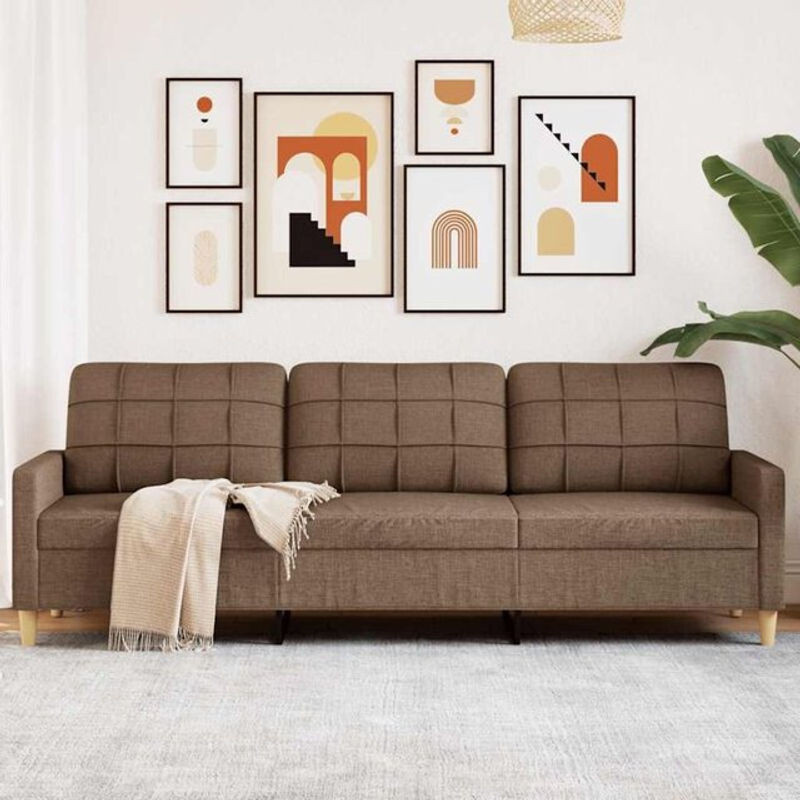 Vidaxl 3-Sitzer Sofa Modern in Braun aus Stoff und Metall, Breite: 226 cm - Bild 1