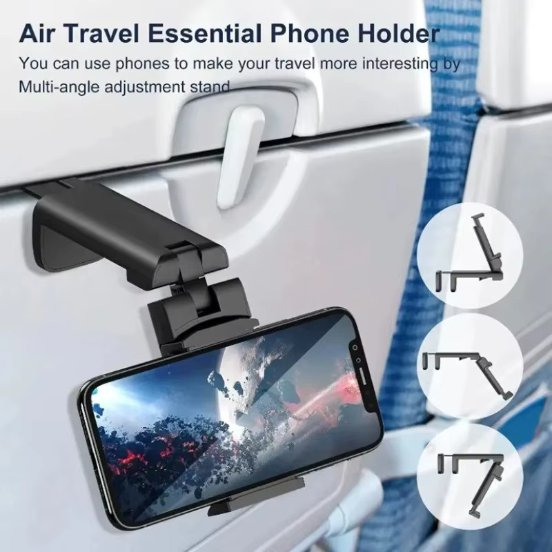 Opansten Flugzeug-Handyhalterung in Schwarz, faltbarer Reise-Handyständer für iPhone, Samsung, Google und Mi - Bild 5