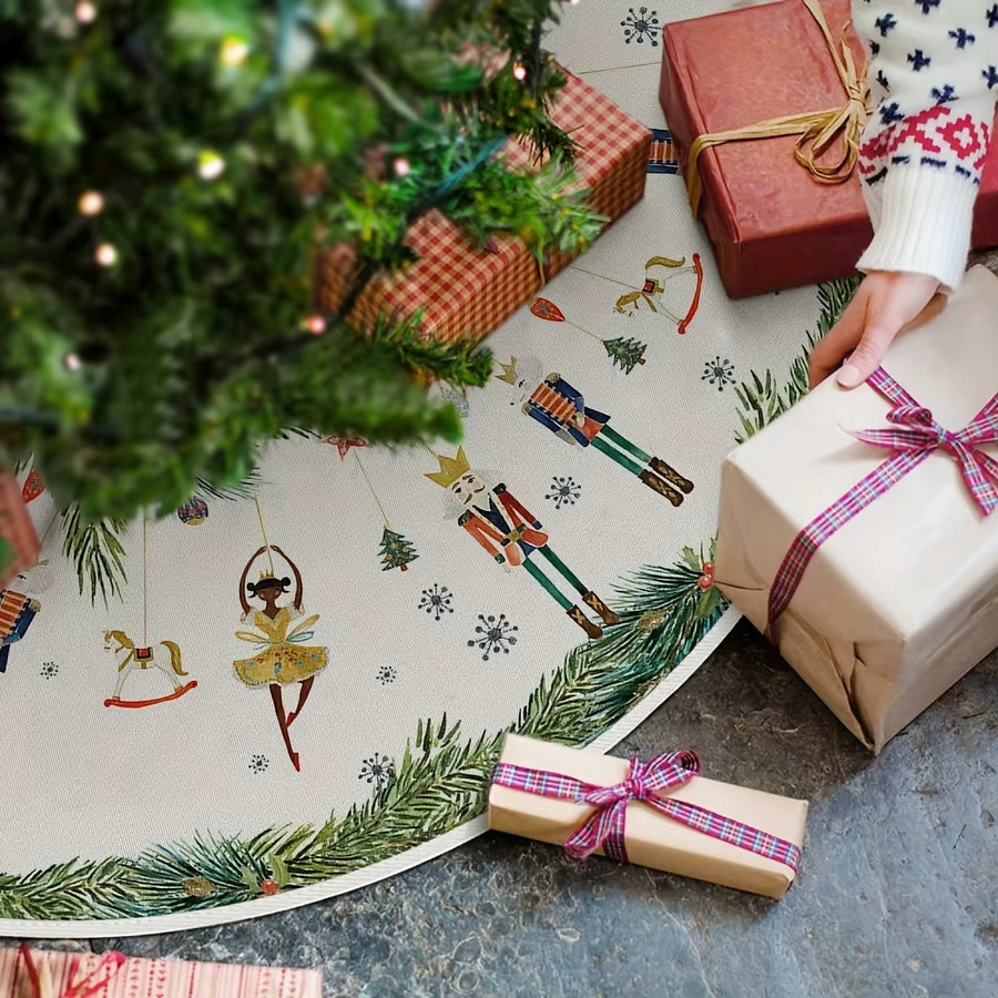 VIKAMA Weihnachtsbaumkleid mit Nussknacker-Print in Weiß für Erwachsene - Bild 3