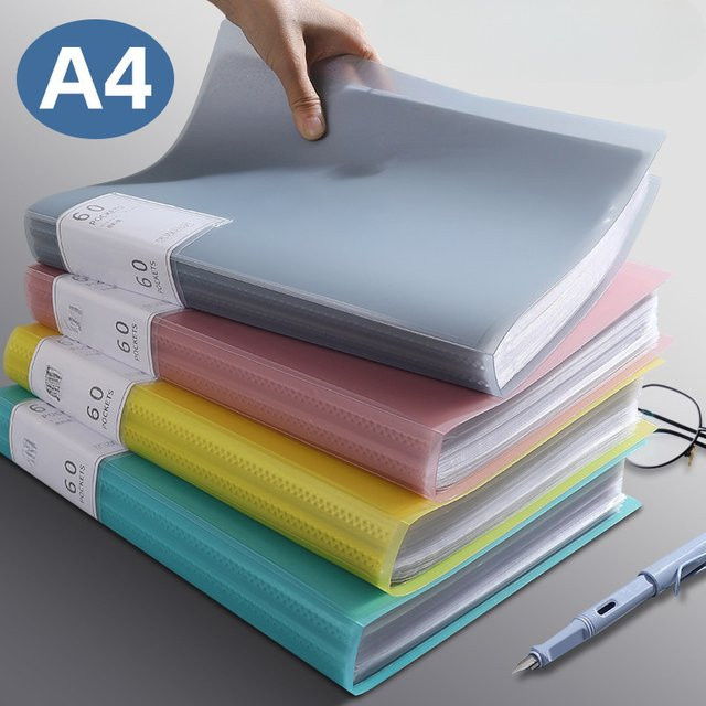 Datenbuch A4 in Blau mit transparentem Einsatz, mehrschichtiger klassifizierter Aufbewahrungsordner aus Kunststoff mit 60 Fächern - Bild 1