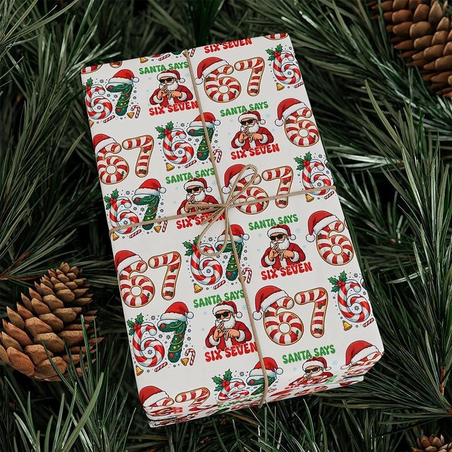Vintage 67-Meme Geschenkpapier für Weihnachtsdekorationen, mehrfarbig - Bild 1