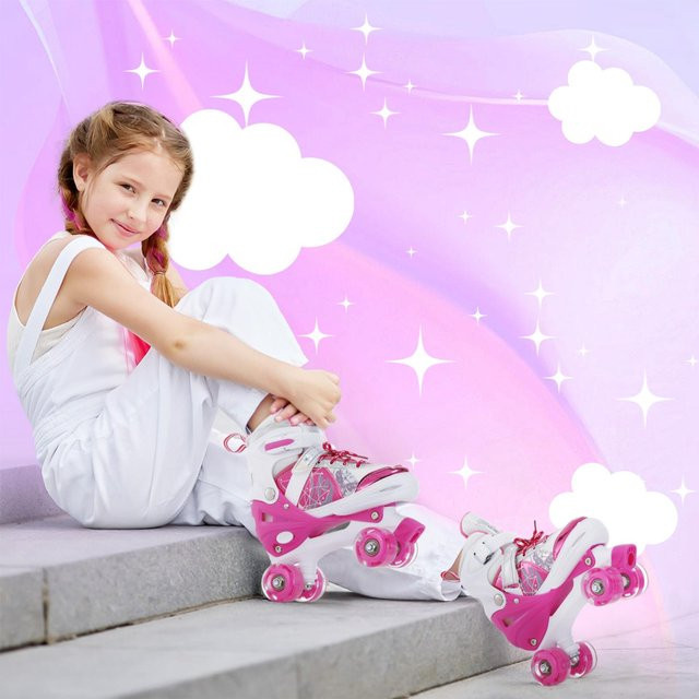 TOMTOP JMS Rollschuhe, verstellbar, mit Beleuchtung, rosa - Bild 1