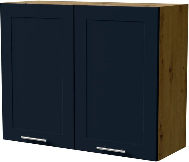 Feldmann-Wohnen Hängeschrank Oslo W3/90 Küchenschrank in Eiche Artisan und Indigo Matt, B/T/H: 90 x 32,5 x 72 cm - Bild 1