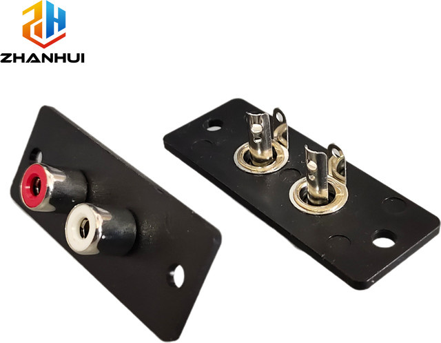 2-Wege-RCA-Buchsen-Wandplatte als Phono-Chassis-Buchse für Audio- und AV-System-Eingangsanschlüsse in Schwarz - Bild 1