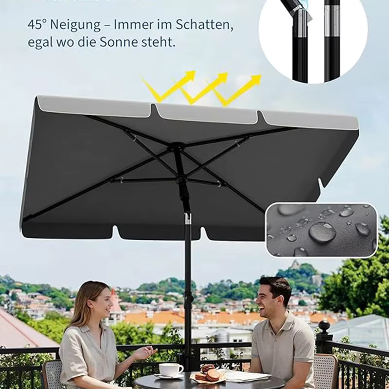 HiMISS Rechteckiger Strandschirm mit Klemme in Grau aus Polyester mit UV-Schutz, B/T/H: 230 x 200 x 125 cm - Bild 3