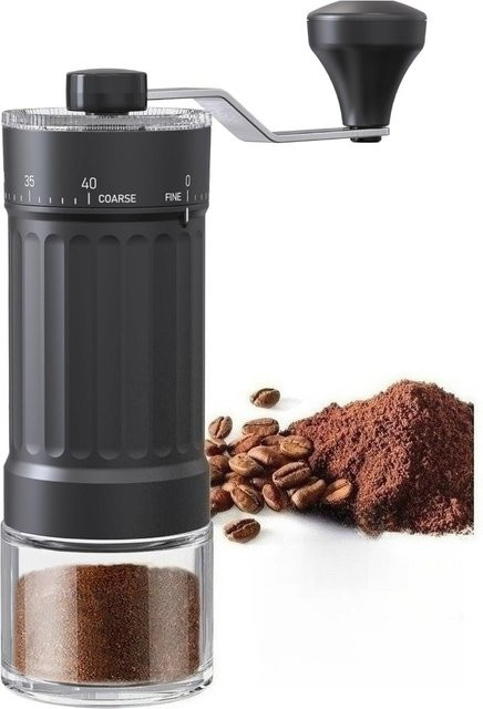 Manuelle Kaffeemühle von FEB.WIND in Schwarz mit 40 externen Mahlgrad-Anpassungen für Espresso, French Press und Camping - Bild 1