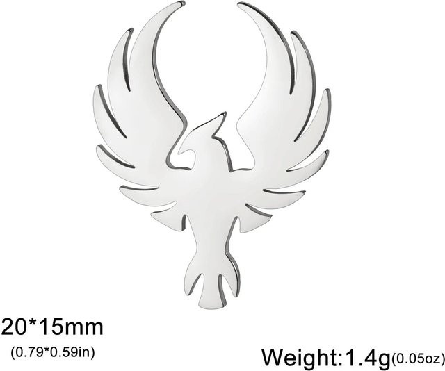 Brosche Phönix Totem, Edelstahl, Silber, Unisex - Bild 1