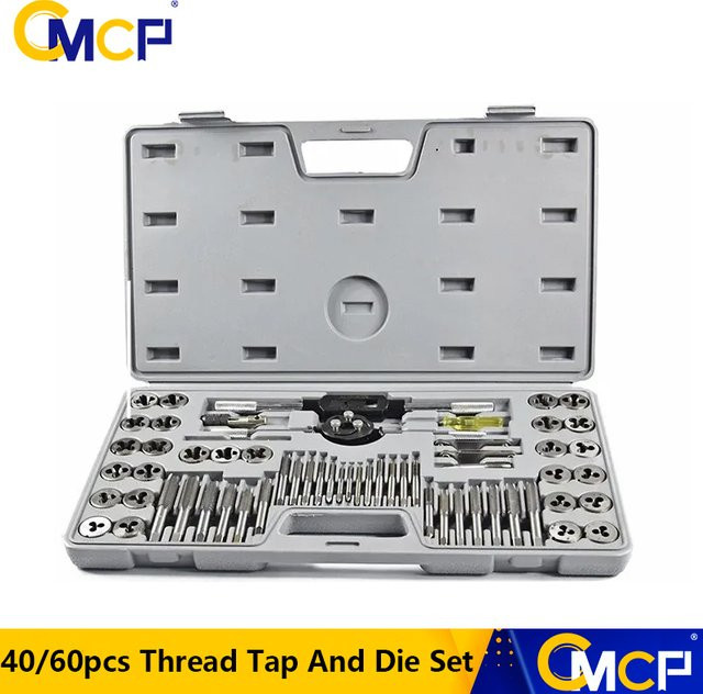 CMCP Gewindebohrer- und Matrizenset in Silber mit metrischem und imperialem Standard für die Metallbearbeitung, 40-teilig - Bild 1