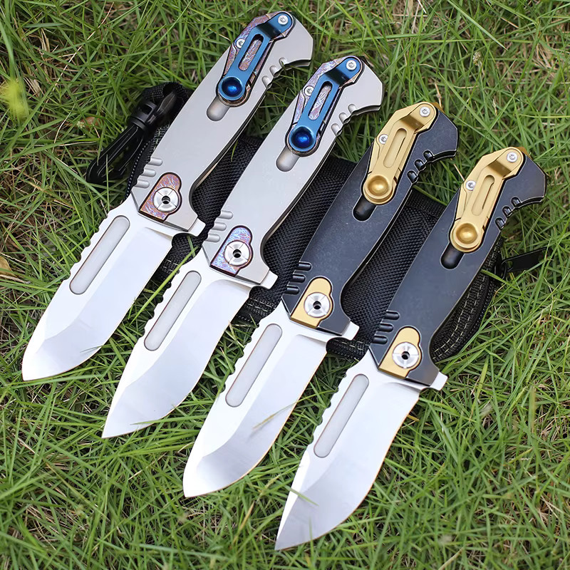 XIANGZUO Klappmesser mit Titanlegierung und 10CR15MOVCO Stahlklinge für Outdoor, Camping und EDC - Bild 2