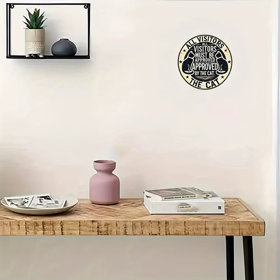 Potdemiel Vintage Metallschild Cat Sovereignty Rund, Rustikale Wandkunst für Zuhause, Durchmesser: 20,32 cm - Bild 3