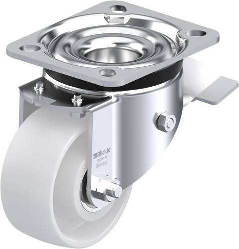 Blickle LK-PO 82K-ST Lenkrolle mit Feststeller aus verzinktem Stahl und Kunststoff in Silber und Weiß, Rad-Durchmesser: 80 mm, Tragfähigkeit: 250 kg - Bild 1