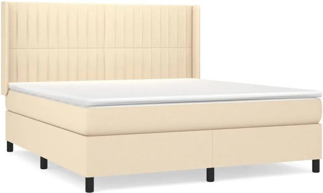 vidaXL Boxspringbett mit Matratze in Beige, Hybrid-Design mit Taschenfederkern, B/T/H: 180 x 200 x 118 cm - Bild 1