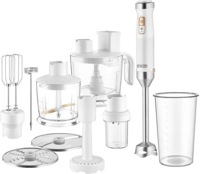 Sencor Stabmixer SHB 6551WH in Weiß mit 1500 W und Titanium QuadBlade Messer, 10 in 1 Set - Bild 1
