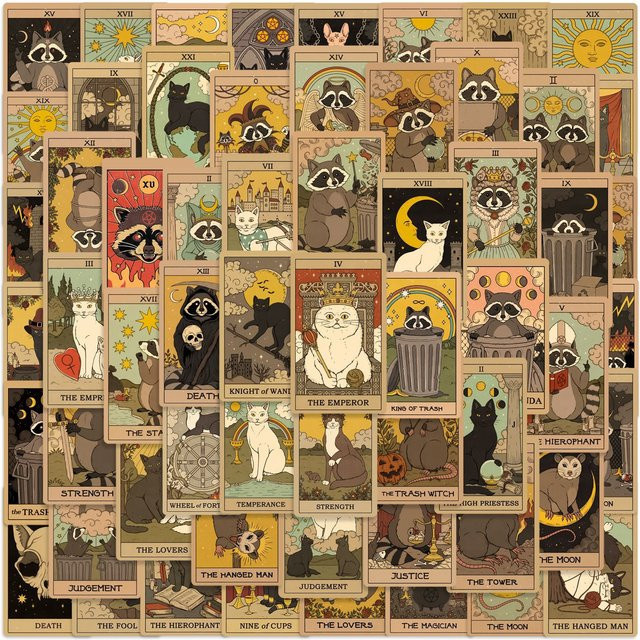 60 Stück Vintage Tarot-Karten Aufkleber in Multicolour für DIY Dekoration von Laptop, Koffer und Skateboard - Bild 1