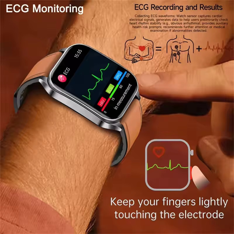 GUHUAVMI Smartwatch mit AI-GPT Diagnose, EKG, Blutdruck, Lipid- und Harnsäure-Messung sowie 650 nm Dual-Probelaser zur Herz-Analyse, in Schwarz oder Blau - Bild 3
