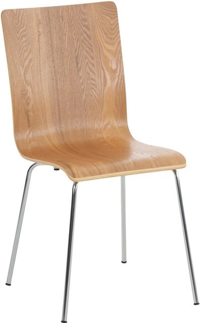 DELUKE Besucherstuhl TUNIS Konferenzstuhl und Bürostuhl aus Holz in Eiche und Braun, B/T/H: 43 x 47 x 87 cm - Bild 1