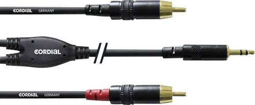 Cordial Audio Adapterkabel Schwarz mit 1x 3,5mm Klinkenstecker auf 2x Cinch-Stecker, Länge: 0,90 m - Bild 1
